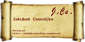 Jakubek Csendike névjegykártya